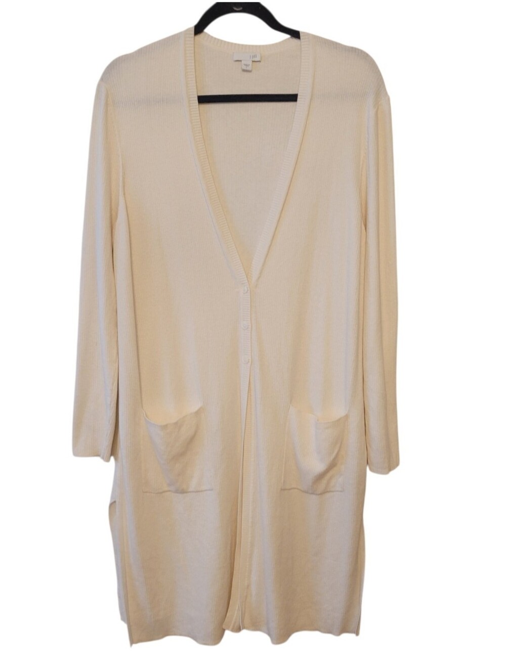 J. Jill Ivory Long Knit Cardigan Sweater Size Large